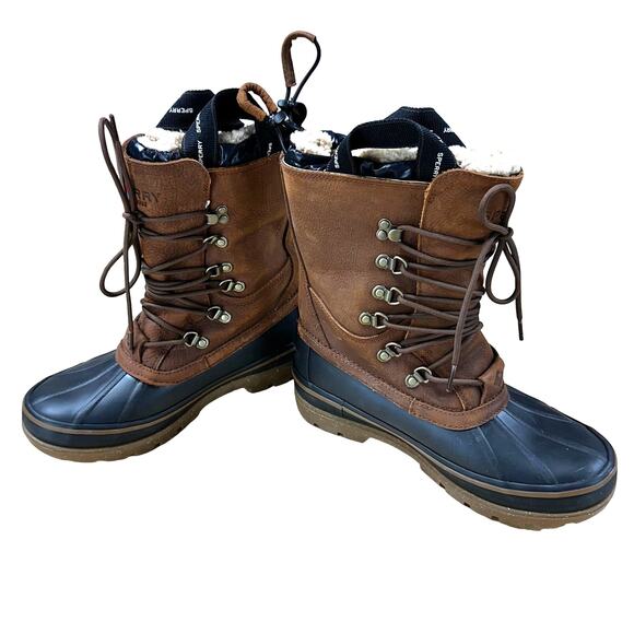 Sperry NWOB Ice Bay Black Tan Winter Duck Boots STS22567 Size 9 Waterproof - Picture 6 of 8